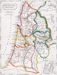 パレスチナ地図、Palestina Antiqua、サミュエル・バトラー著『古代地理学地図帳』より、ロンドン刊、1829年頃